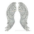 Angel's Wing Iron-on Motifs, Black/Clear Hot Fix Rhinestones, Customized Sizes/Colors are Accepted